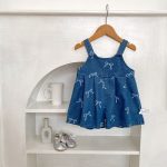 【73-130cm】サロペット リボン付き デニム ゆったり - 画像 (4)
