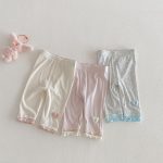 【73-100cm】レギンス ベビー フリル ニット ストレッチ