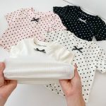 【73-130cm】Tシャツ ドット柄 リボン付き 合わせやすい - 画像 (5)