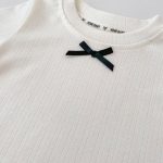 【73-130cm】Tシャツ ドット柄 リボン付き 合わせやすい - 画像 (24)