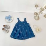 【73-130cm】サロペット リボン付き デニム ゆったり - 画像 (2)