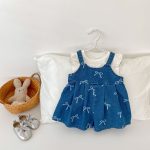 【73-130cm】サロペット リボン付き デニム ゆったり - 画像 (7)