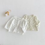 【73-100cm】トップス ベビー フリル 丸襟 無地 - 画像 (2)