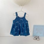 【73-130cm】サロペット リボン付き デニム ゆったり - 画像 (5)