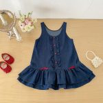 【80-120cm】ワンピース ベビー リボン付き ノースリープ - 画像 (3)