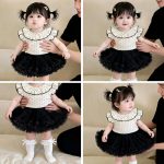 【66-120cm】トップス or フレアスカート ベビー 女の子 ドット レース襟 フリル袖 - 画像 (7)