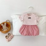 【73-130cm】Tシャツ ドット柄 リボン付き 合わせやすい - 画像 (13)