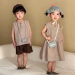 【80-150cm】セットアップorワンピース ブラウン ストライプ - 画像 (14)