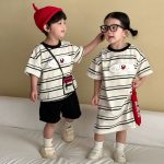 【80-150cm】セットアップorワンピース ペット柄 ボーダー - 画像 (7)