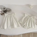 【73-100cm】セットアップ or ワンピース ベビー 韓国風 ドット - 画像 (6)