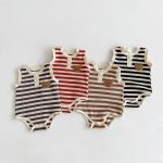 【66-90cm】ロンパース ワッフル ボーダー クマ - 画像 (3)