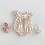 【66-90cm】ロンパース ベビー 花柄 フリル おしゃれ