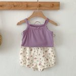 【66-100cm】セットアップ ベビー キャミソール＆花柄プリント - 画像 (12)