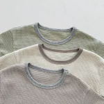 【66-100cm】セットアップ ベビー ノーカラーワッフル シンプル - 画像 (16)