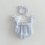 【66-140cm】ロンパースorワンピース ブルー ストライプ 姉妹服 - 画像 (7)