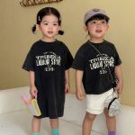 【80-150cm】Ｔシャツorワンピース オシャレ 英字 お揃いコーデ - 画像 (4)