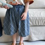 【80-140cm】パンツ 菱形 キルティング デニム ハーフパンツ - 画像 (7)