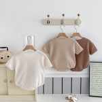【66-90cm】ロンパース ワッフル ポケット付き 無地 - 画像 (13)