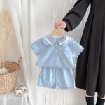 【80-130cm】デニムセットアップ セーラー風 カジュアル - 画像 (3)