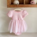 【73-90cm】ロンパース ベビー チュール パフスリープ
