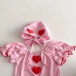 【73-120cm】水着 ハート チェック ロンパース+帽子 - 画像 (11)