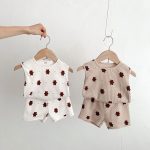 【66-90cm】セットアップ クマ柄 ワッフル - 画像 (2)