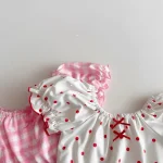 【73-100cm】水着 ベビー ボンネット付き ドット or チェック - 画像 (10)
