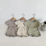 【66-100cm】セットアップ ベビー ノーカラーワッフル シンプル - 画像 (15)