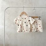 【73-120cm】セットアップ 北欧風 ワッフル 半袖 - 画像 (4)