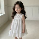 【73-100cm】ワンピース ダブルガーゼ レース ノースリーブ - 画像 (3)