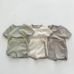 【66-100cm】セットアップ ベビー ノーカラーワッフル シンプル - 画像 (12)