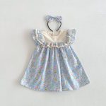 【66-140cm】ロンパースorワンピース ブルー 花柄 姉妹服 - 画像 (8)