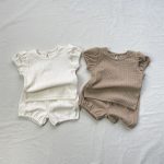 【73-100cm】セットアップ フリル袖 ワッフル - 画像 (2)