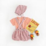 【66-90cm】セットアップ チェックサロペット＆シャツ＆帽子 - 画像 (8)