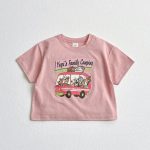 【80-130cm】半袖Tシャツ アニマル ファミリーがバスで冒険 - 画像 (6)