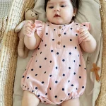 【66-90cm】ロンパース ベビー 肩フリル ドット - 画像 (9)