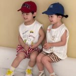 【80-150cm】セットアップ ノースリーブ トップス＆ボーダー パンツ - 画像 (18)