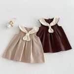 【73-120cm】ワンピース ベビー ノースリーブ レトロ