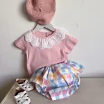 【66-90cm】パンツ ベビー チェック リボン 韓国風 かぼちゃんパンツ - 画像 (13)