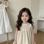 【73-100cm】ワンピース ダブルガーゼ レース ノースリーブ - 画像 (7)
