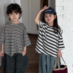 【80-140cm】Tシャツ ボーダー ドロップショルダー - 画像 (14)
