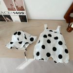 【66-100cm】サロペット ベビー ポルカドット サロペット&帽子 - 画像 (14)