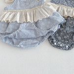 【66-90cm】ロンパース チェック フリル 可愛い ベビー服 - 画像 (11)