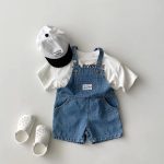 【73-120cm】デニムサロペット ショートパンツ カジュアル ボトムス - 画像 (3)