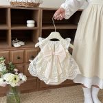 【66-90cm】ロンパース ビッグ蝶結び レース - 画像 (3)