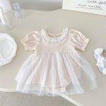 【66-90cm】ロンパース ベビー ワンピース風 無地 ファッション - 画像 (4)