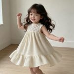 【73-100cm】ワンピース ダブルガーゼ レース ノースリーブ - 画像 (4)