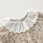 【66-90cm】ロンパース ベビー 半袖 レース襟 花柄 - 画像 (9)