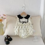 【66-90cm】ロンパース 可愛い ドット/チェック ベビー服 - 画像 (7)