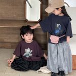 【80-140cm】半袖Tシャツ ねこ柄プリント ビッグシルエット - 画像 (6)